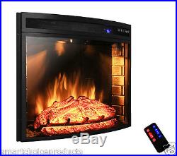 NEW 28 Electric Fireplace Embedded Heater Insert Loog Flame Wood Glow 1400W