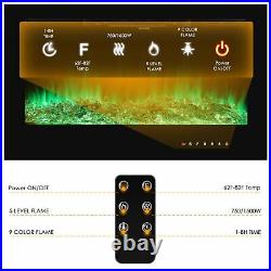 New 36'' Fireplace Remote Electric Embedded Insert Heater Glass Log Flame View