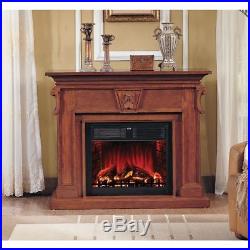 New Port Brown Wood Fireplace with 28-inch Insert