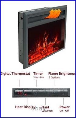 Open Box Flame & Shade 32 Insert Electric Fireplace Faux Flames Remote Control