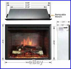 PuraFlame 33-inch Western Electric Fireplace Insert with Remote Control