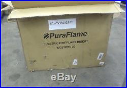 PuraFlame Electric Fireplace Insert Western 33 Inch with Remote Control Black