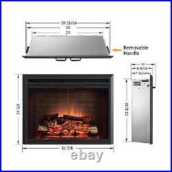 PuraFlame Klaus Electric Fireplace Insert with Fire Crackling Sound, Glass Do