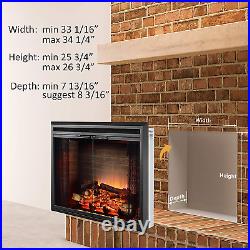 PuraFlame Klaus Electric Fireplace Insert with Fire Crackling Sound, Glass Door