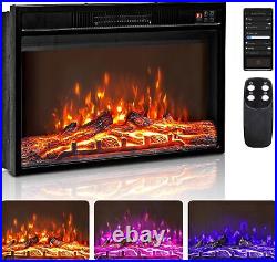 ROVSUN 26 WiFi Electric Fireplace Insert, 1500W Wall Recessed Fireplace Heater