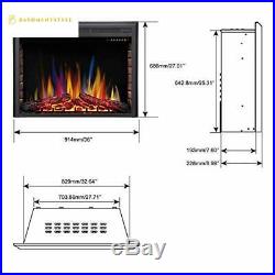R. W. FLAME 36 Electric Fireplace Insert, Freestanding Recessed Electric Stove Hea