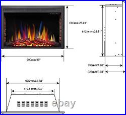 R. W. FLAME 39 Electric Fireplace Insert, Freestanding & Recessed Electric Stove H