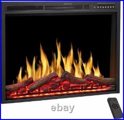 R. W. FLAME Electric Fireplace Insert 34Inch with Adjuatble Flame Colors, Log Colo