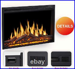 R. W. FLAME Electric Fireplace Insert 37Inch with Adjuatble Flame Colors, Log Colo