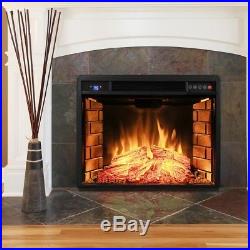 Realistic Fireplace Heater Insert Electric Fake Flame Logs Warm Glow Heat Remote