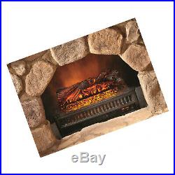 Realistic Flame Glow 4600-BTU Electric Logs Fireplace Heater Insert With Remote