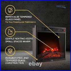 RecPro RV Fireplace 18 Recessed Electric Fireplace Glass with Log View