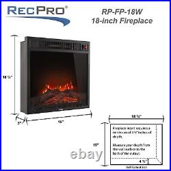 RecPro RV Fireplace 18 Recessed Electric Fireplace Glass with Log View