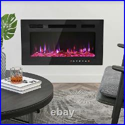 Recessed / Wall Mount Fireplace Electric Insert Heater 12 Flames Remote Control