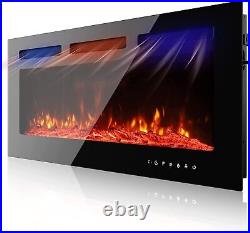 Recessed Wall Mounted Electric Fireplace Insert Heater with Timer 12 Colors Flame