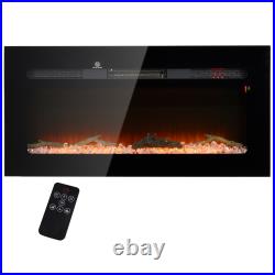 Recessed and Wall Mounted Electric Fireplace with Remote Control