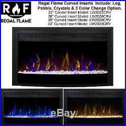 Regal Flame 26 Inch Curved Ventless Heater Electric Fireplace Insert