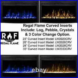 Regal Flame 33 Inch Curved Ventless Heater Electric Fireplace Insert