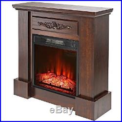 Retro Wooden Electric Fireplace FIREBIRD 32 Freestanding Insert Brown Wooden