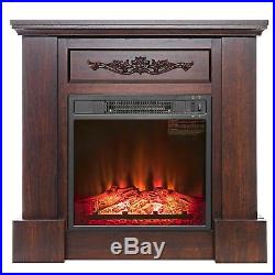 Retro Wooden Electric Fireplace FIREBIRD 32 Freestanding Insert Brown Wooden