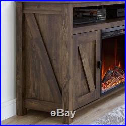 Rustic 60 TV Stand Electric Fireplace Insert Space Heater Console Furniture NEW