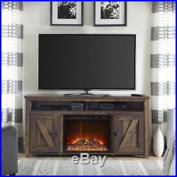 Rustic 60 TV Stand Electric Fireplace Insert Space Heater Console Furniture NEW