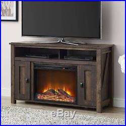 Rustic Wood TV Stand Electric Fireplace Insert Heater Living Room Furniture Unit