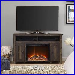 Rustic Wood TV Stand Electric Fireplace Insert Heater Living Room Furniture Unit