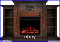 Savona 72'' Electric Fireplace with Enhanced Charred Log Insert Multi-Color Fl