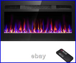 Sixfivsevn 31 Inches Electric Fireplace, Wall Fireplace Inserts, Adjustable Fla