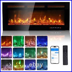 Smart WiFi Electric Fireplace Insert 1500W Adjustable Flames Remote Control