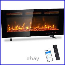 Smart WiFi Electric Fireplace Insert 1500W Adjustable Flames Remote Control