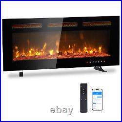 Smart WiFi Electric Fireplace Insert 1500W Adjustable Flames Remote Control