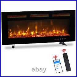 Smart WiFi Electric Fireplace Insert 1500W Adjustable Flames Remote Control