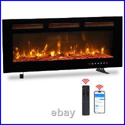 Smart WiFi Electric Fireplace Insert 1500W Adjustable Flames Remote Control