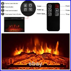 Snailhome 23'' Fireplace Electric Embedded Insert Heater Glass Log Flame Remote
