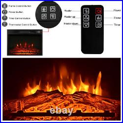 Snailhome 23'' Fireplace Electric Embedded Insert Heater Glass Log Flame Timer