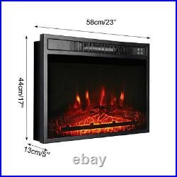 Snailhome 23'' Fireplace Electric Embedded Insert Heater Glass Log Flame Timer