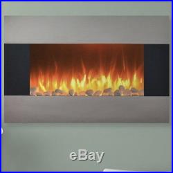 Stainless Steel Fireplace Insert Electric Screen Recess Flush Mount Remote 36 in