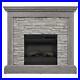 StyleWell Electric Fireplace Freestanding Adjustable Faux Stone Weathered Gray