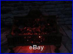 Superb Cast Iron Antique Electric Fireplace Insert w Glass Embers Big Ornate