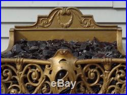 Superb Cast Iron Antique Fireplace Insert w Embers Nice Big Ornate Electric