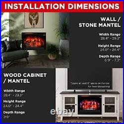 TURBRO in-Flames 28 Inch in-Wall Recessed Electric Fireplace Insert Realist
