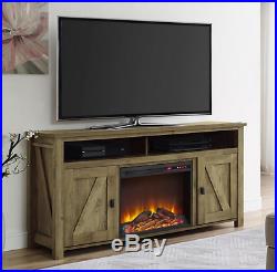 TV Entertainment Center With Electric Fireplace Console Wood Cabinet Insert New