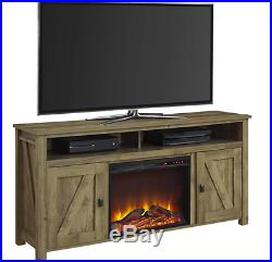TV Entertainment Center With Electric Fireplace Console Wood Cabinet Insert New