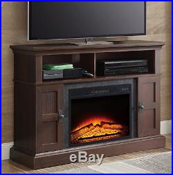 TV Entertainment Center With Electric Fireplace Media Console Stand Insert Wood