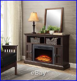 TV Entertainment Center With Electric Fireplace Media Console Stand Insert Wood
