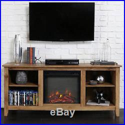TV Stand Electric Fireplace Insert 60 Media Storage Living Room Furniture Wood