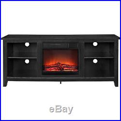 TV Stand with Electric Fireplace Insert for 60 TV Black Media Storage Center