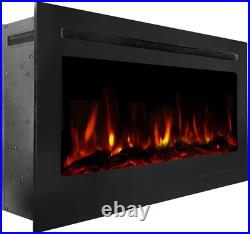 U-MAX 36 Recessed Wall Mounted Electric Fireplace Insert, 9 Colors Flame/Touch